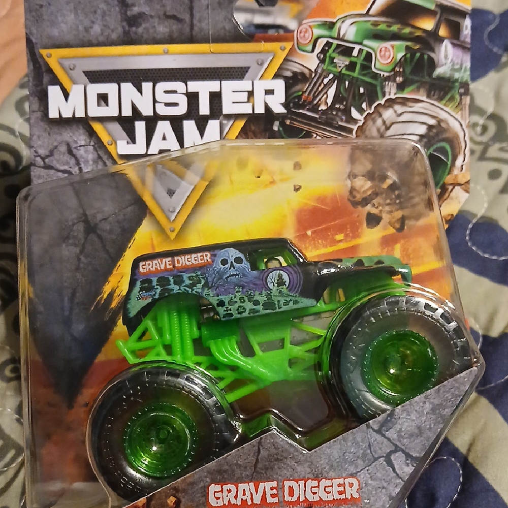 Grave Digger Monster Truck - Green and Black. Clear Green Wheels.